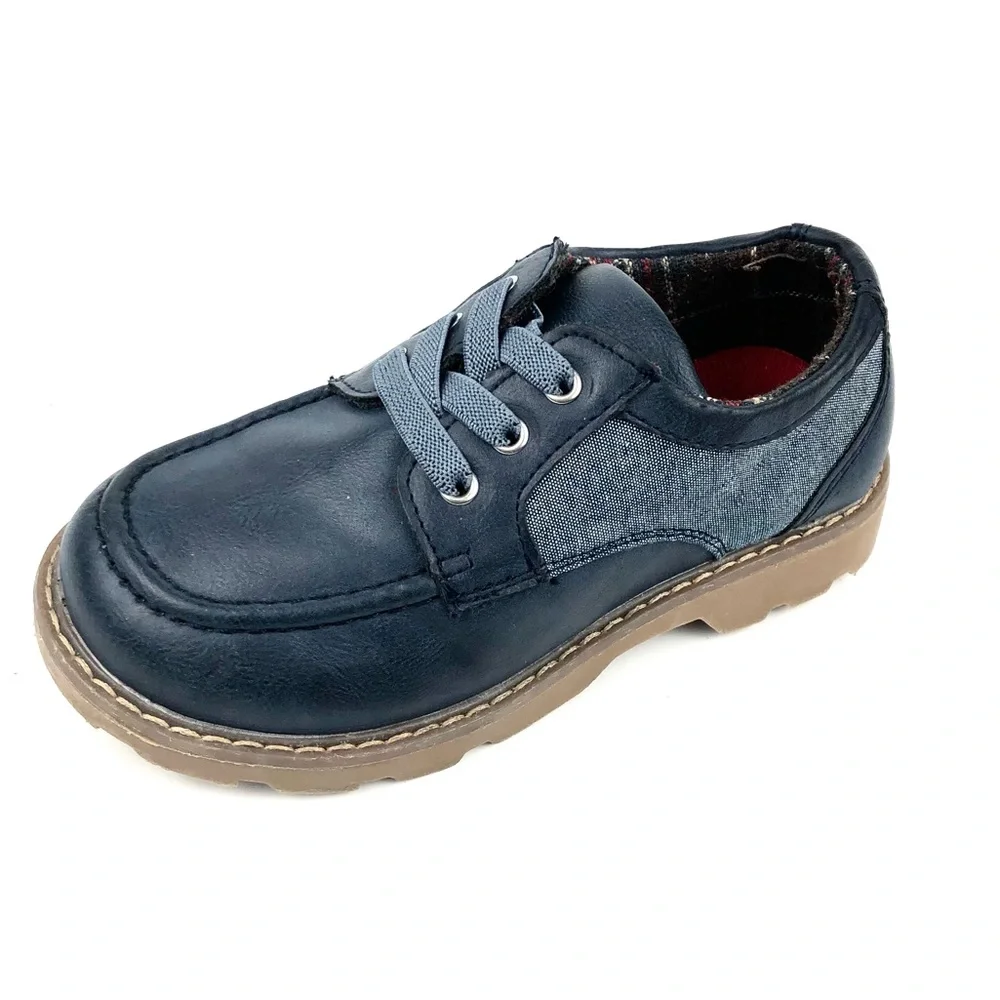 Lily & Dan Boys Navy Leather No Toe Oxfords Sz 11-12